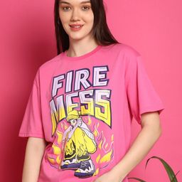 Metronaut Women Pack Of 2 Typography Printed Round Neck Cotton Oversized T-shirts-image-38
