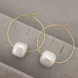 EVY Gold-Plated Pearls Beaded Circular Hoop Earrings-0
