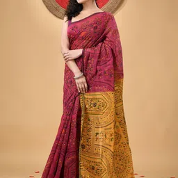 DESH BIDESH Warli Printed Block Print Saree image 4