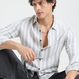 VASTRADO Classic Multi Striped Slim Fit Dobby Casual Shirt-image-13