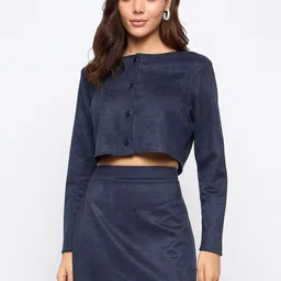 Imfashini Round Neck Crop Top With Skirt Co-Ords-picture-40