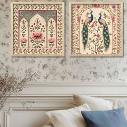 Kotart Brown & Green Set of 2 Piece Wood Abstract Wall Paintings-picture-6