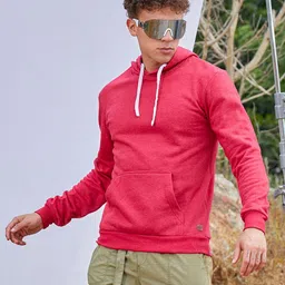Campus Sutra Men Solid Pullover Hooded Sweatshirt-image-36