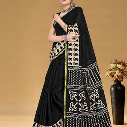 LeeliPeeri Designer Paisley Bagru Printed Pure Cotton Saree-image-77