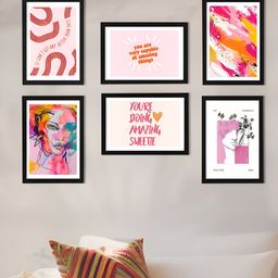Art Street Pink & Black 6 Piece Synthetic Wood Other Wall Art-10