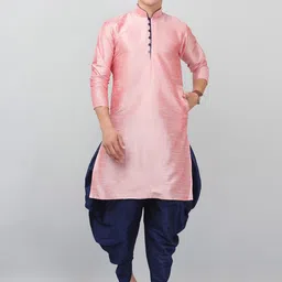 LEMONX Men Regular Dupion Silk Kurta with Dhoti Pants-picture-5