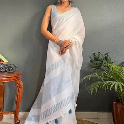 KALINI Blue Ready to Wear Saree With Unstitched Blouse Piece-picture-20