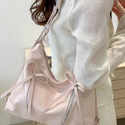 LULU & SKY PU Oversized Structured Shoulder Bag With Fringed image 3