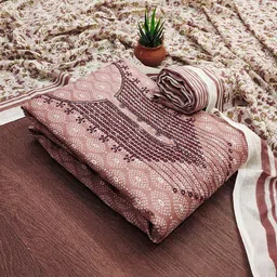 SHADOW & SAINING Floral Printed Zari Pure Cotton Unstitched Dress Material-image-22
