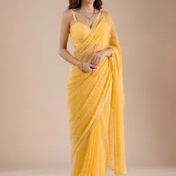Koskii Embellished Ethnic Motif Embroidered Pure Chiffon Saree-21