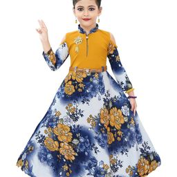 CHANDRIKA Girls Mustard Viscose Rayon Dresses-image-22
