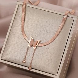 GOLDIWALA Rose Gold-Plated Stainless Steel Chain Necklace-image-39