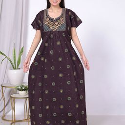 MAYA PRINT Embroidered Maxi Nightdress-image-59