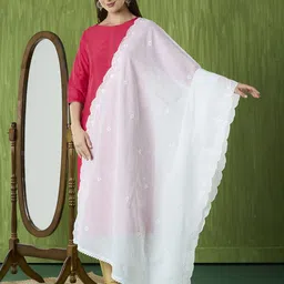 Dupatta Bazaar Embroidered Pure Cotton Dupatta with Sequinned-23