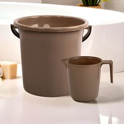 Aura Brown 2 piece Solid Plastic Bath Accessories Set-image-93