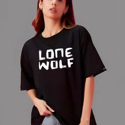 Moda Rapido Women Typography Printed Round Neck Cotton Oversized T-shirt-picture-22