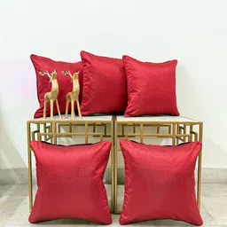 DIHIKA Maroon Set of 5 Square Cushion Covers-5