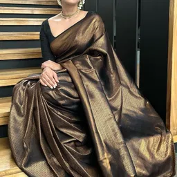 CANIZZARO Ethnic Motifs Woven Design Zari Banarasi Saree-picture-12