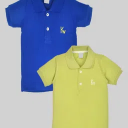 BAESD Pack Of 2 Boys Solid Polo Collar Cotton T-shirts-image-60