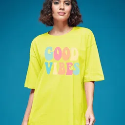 SMARTEES Women Typography Printed Round Neck Cotton Oversized T-shirt-image-25