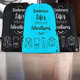 Kuber Industries Black & Blue 3 Pieces Printed Storage Bag Organizer-38