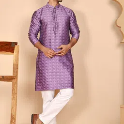 Anouk Rustic Floral Woven Design Mandarin Collar Straight Kurta Set-image-24