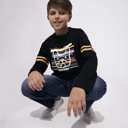 Jack & Jones Junior Boys Graphic Printed Round Neck Pure Cotton T-shirt-picture-7