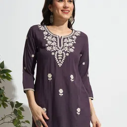 ZOLA Women Floral Embroidered Thread Work Kurti-image-38