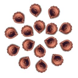 Indigifts Set Of 16 Red Textured Clay Wax Diya-image-50