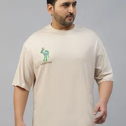 VEIRDO Men Solid Round Neck Pure Cotton Oversized T-shirt-picture-10