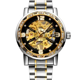 FORSINING Men Dragon Pattern Watch with Stainless Steel Strap Skeleton Dial-2