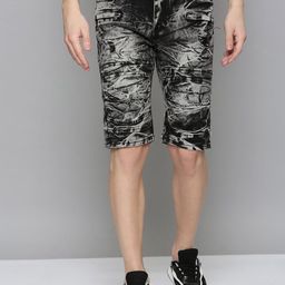 WAIMEA Men Printed Skinny Fit Denim Shorts-image-84