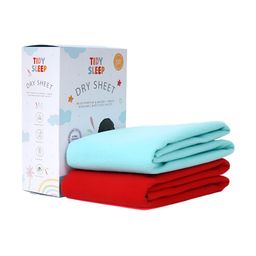 TIDY SLEEP Red & Blue 2 Pieces Waterproof & Reusable Bed Protector Baby Drysheet-57