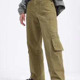 glitchez Men Modern Utility Mid-Rise Stretchable Baggy Fit Jeans-image-44