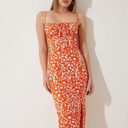 Happiness istanbul Shoulder Strap Midi Sheath Floral Dress-image-81