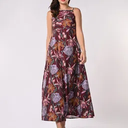 Iti Women Floral Printed Shoulder Straps Fit and Flare Dress-image-76