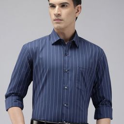 Arrow Men Manhattan Slim Fit Vertical Striped Pure Cotton Formal Shirt-picture-20