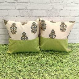 Pink Parrot White & Beige Set of 2 Ethnic Motifs Square Cushion Covers-image-32