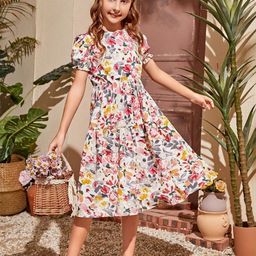 Kidotsav Girls Floral Printed Fit & Flare Midi Dress-image-54