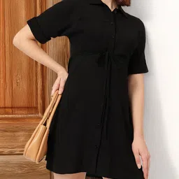 DressBerry Elevated Essentials Tie-Up Waist Shirt Mini Dress-image-23