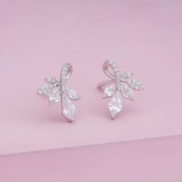 Kushal's Fashion Jewellery Rhodium-Plated Zircon Floral Shaped Trendy Studs Earrings-picture-45
