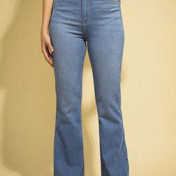Flying Machine Women Flared High-Rise Light Fade Stretchable Cotton Jeans-image-44