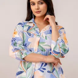 Anouk Sky Blue Floral Print Cotton Top-picture-47