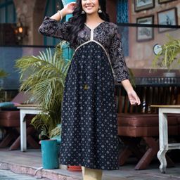 Label Khoj V Neck Floral Printed Anarkali Kurta-image-77