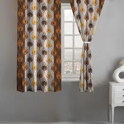 Lunar Days Brown Set of 2 Floral Room Darkening Window Curtain-image-4