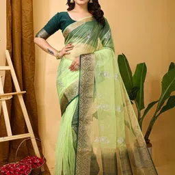 KALINI Woven Design Sequinned Organza Saree-picture-2