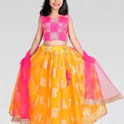 BAESD Girls Embroidered Mirror Work Ready to Wear Lehenga & Blouse With Dupatta-picture-23