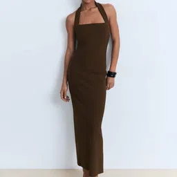MANGO Halter Neck Maxi Dress with Back Slit-65