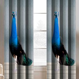 BELLA TRUE Blue & Green 2 Pieces Ethnic Motifs Printed Ripple Fold Long Door Curtains-image-60