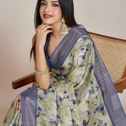 KALINI Floral Zari Tissue Handloom Saree-image-84
